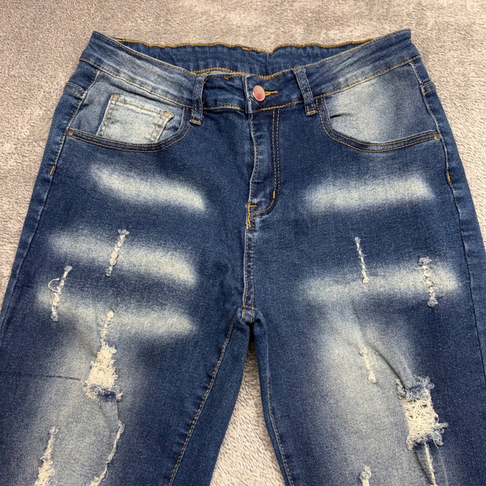 Unbranded‎ Distressed Skinny Jeans Women Size 32 Blue Good Faded Streetwea - Picture 2 of 15
